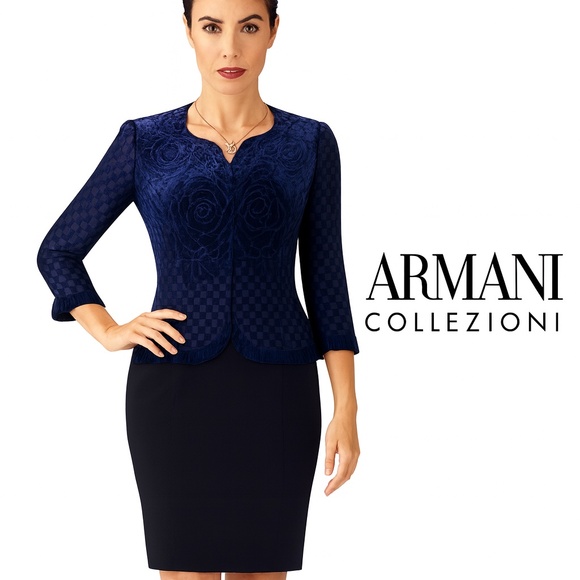 🆕🏷️ Armani Collezioni Burnout Silk BlackVelvet Jacket & Skirt Set NWT 🇮🇹 - Picture 10 of 14